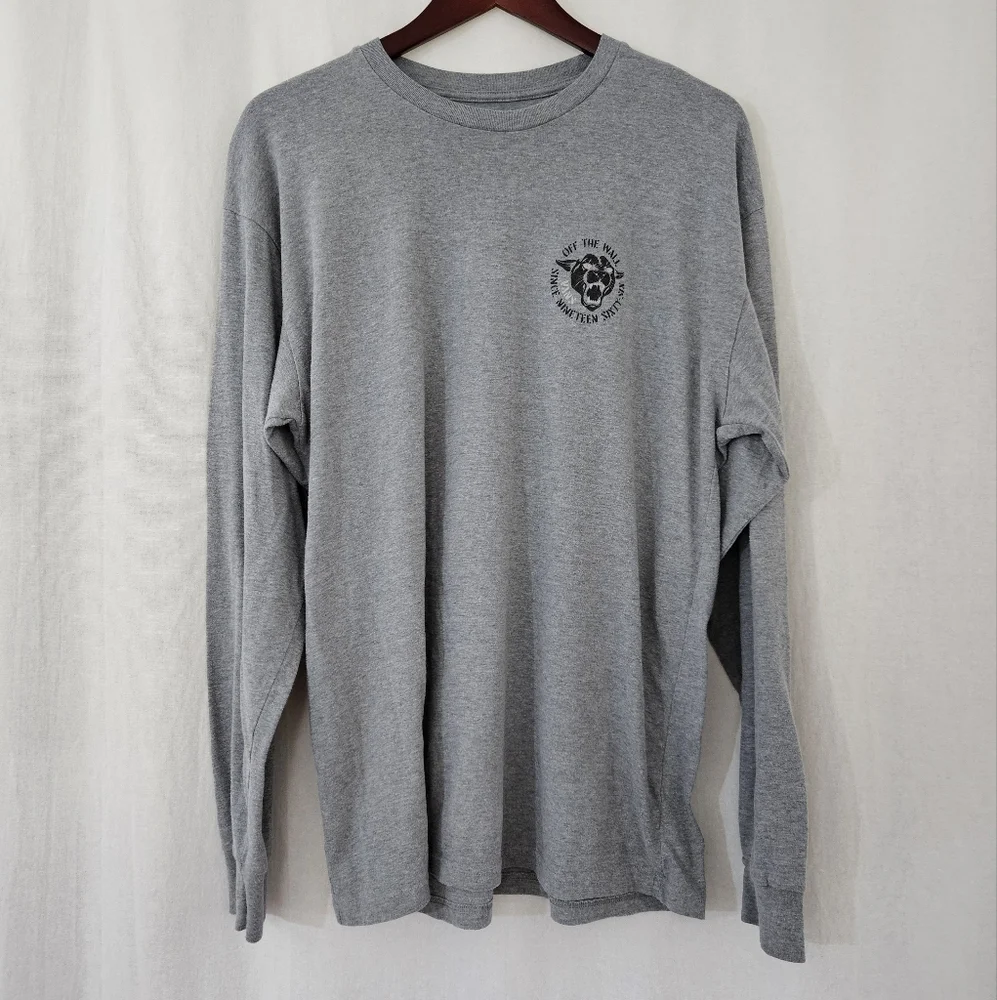 Vans Off The Wall Panther Graphic Long Sleeve Shirt in Grey & Black Men’s Size L - Picture 1 of 5